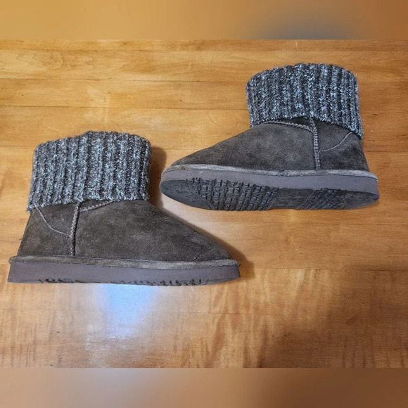 Lamo Brown Suede Sweater Cuff Boot Faux Fur Size 7 - Picture 9 of 10